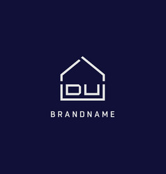 Initial Letter Du Roof Real Estate Logo Design