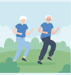 Cute Old Couple Running