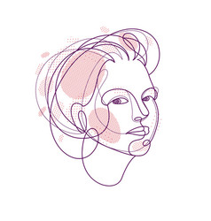 Woman Beauty Face Linear Delicate Line Art Of