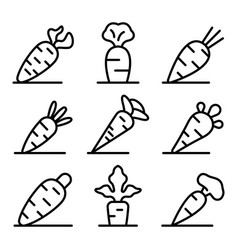 Carrot Icons Set Outline Style