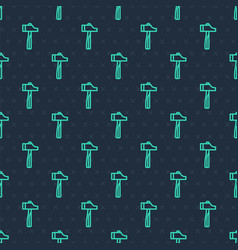 Green Line Hammer Icon Isolated Seamless Pattern