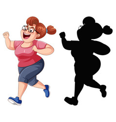 Running Cartoon Character Overweight Woman