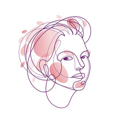 Woman Beauty Face Linear Delicate Line Art Of