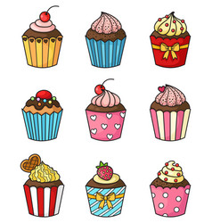 Set cupcake Royalty Free Vector Image - VectorStock