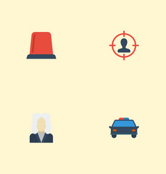 Flat Icons Police Car Suspicious Signal