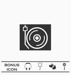 Disk Jockey Turntable Icon Flat