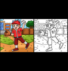 Baseball Boy Pitching Coloring Page