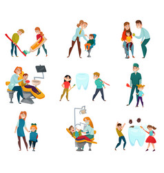 Pediatric Dentist Icons Set