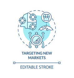 Targeting New Markets Blue Concept Icon