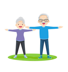 Elderly Couple Practicing Yoga Active