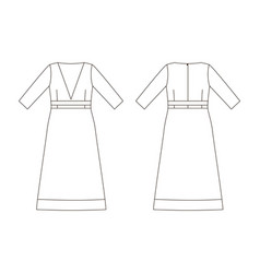 Technical Sketch Of Maxi Length Dress Back