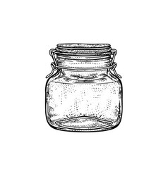 Empty Jar Hand Drawn Ink Sketch Engraved