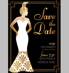 Gatsby Art Deco Save The Date Wedding Invitation