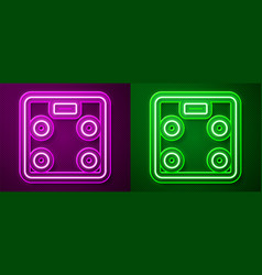 Glowing Neon Line Smart Bathroom Scales Icon