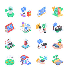 Set Of 16 Isometric Style Ecosystem Icons