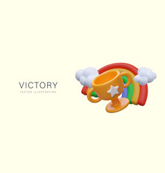 Concept Of Victory In Children Style Golden 3d