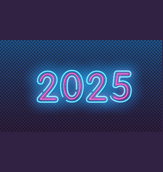 Neon Numbers 2025 On A Transparent Background