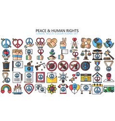 Peace And Human Rights Lineal Multi Color Icon Set