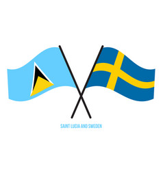 Saint Lucia And Sweden Flags Crossed And Waving