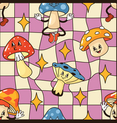 Trippy Cartoon Mushroom Pattern Psychedelic