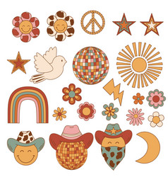 Wild West Set Stickers Icons On White Background