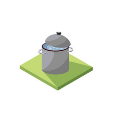 Boiled Water On A Metal Pot Isometric Isolated