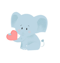 Cute Baby Elephant With Red Heart In Trunk