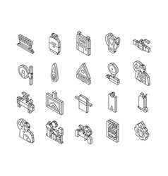 Gas Service Energy Power Fuel Isometric Icons Set