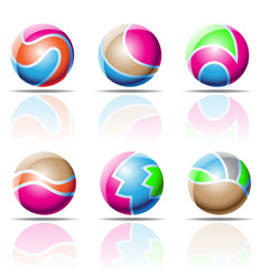 Colorful Shiny Spheres Or Beach Balls With Stripes