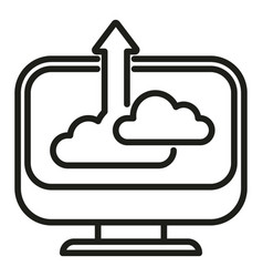 Computer Upload Data Cloud Icon Outline