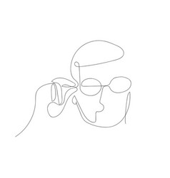 Continuous One Line Abstract Man Puts On Glasses