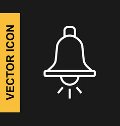 White Line Ringing Alarm Bell Icon Isolated On