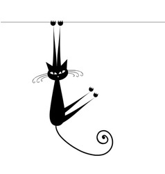 Funny cat silhouette black for your design Vector Image