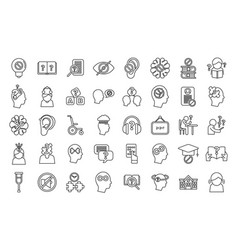 Learning Disability Icons Set Outline