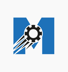 Letter M Gear Cogwheel Logo Automotive Industrial