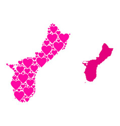 Pink Love Collage Map Guam Island