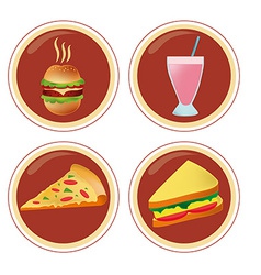 Four Icons Fast Food In A Menu Within Red Circles