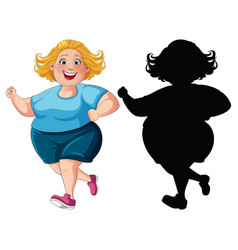 Overweight Woman Running Cartoon Character