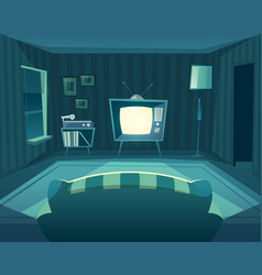 Cartoon Living Room At Night Interior