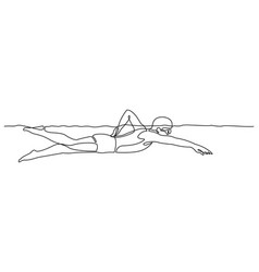 Continuous Line Young Male Swimming