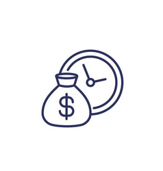 Deposit Period Line Icon With Money Bag