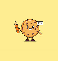 Biscuits Cute Cartoon Clever Student With Pencil