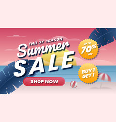 End Of Season Summer Sale Web Banner Beach