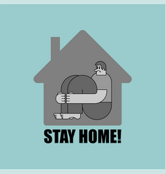 Stay At Home Man Inside House Coronavirus