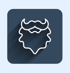 White Line Mustache And Beard Icon Isolated