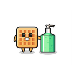 Cute Waffle Cartoon With Hand Sanitizer