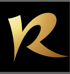 Gold Abstract Spiky Curved Letter R Icon