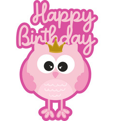 Happy Birthday Pink Owl Sticker