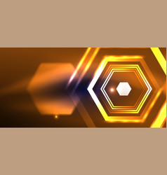 Hexagon Abstract Background Techno Glowing Neon