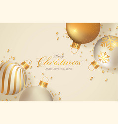 Christmas Background With Beige Golden Decoration